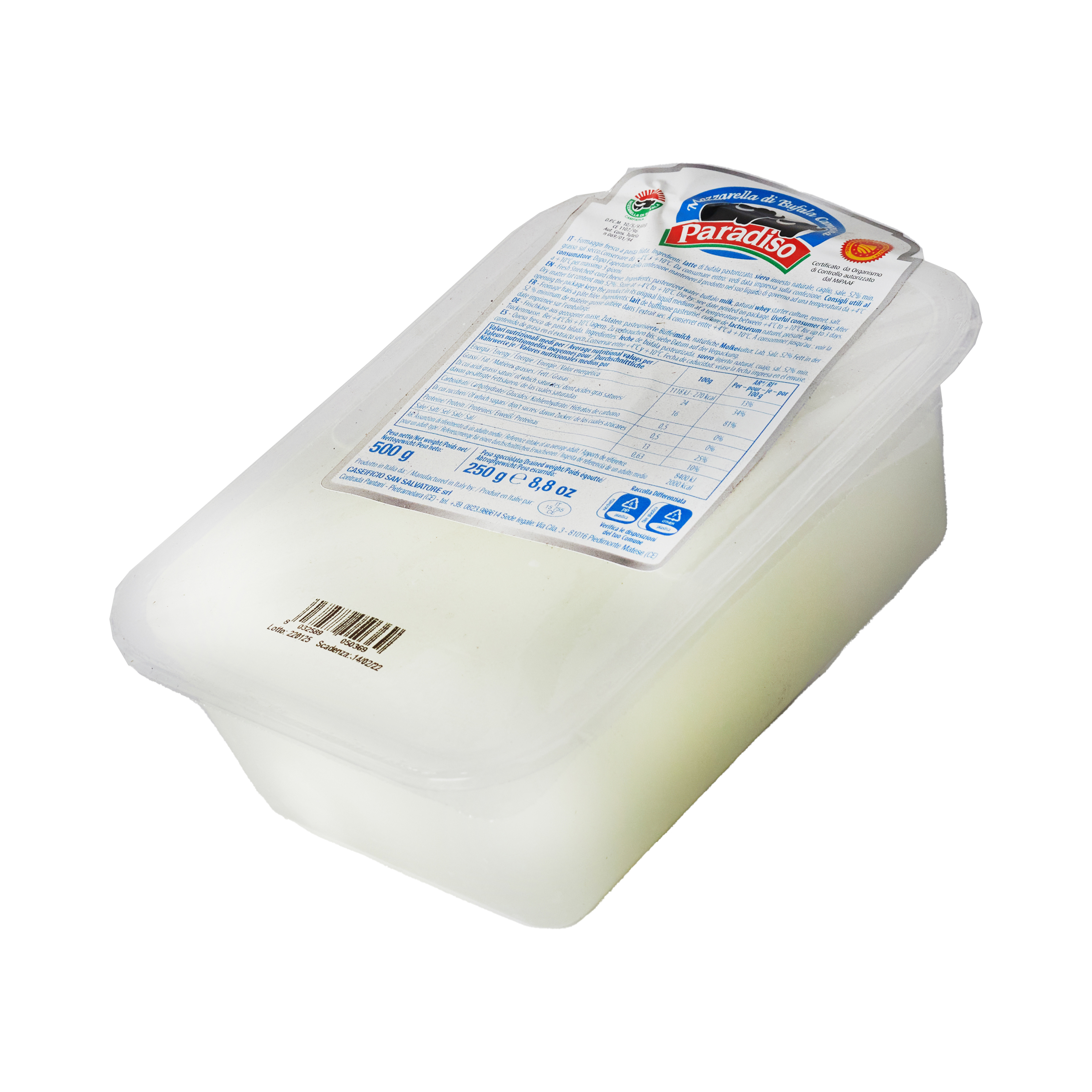 Mozzarella di Bufala flettet DOP 250 g