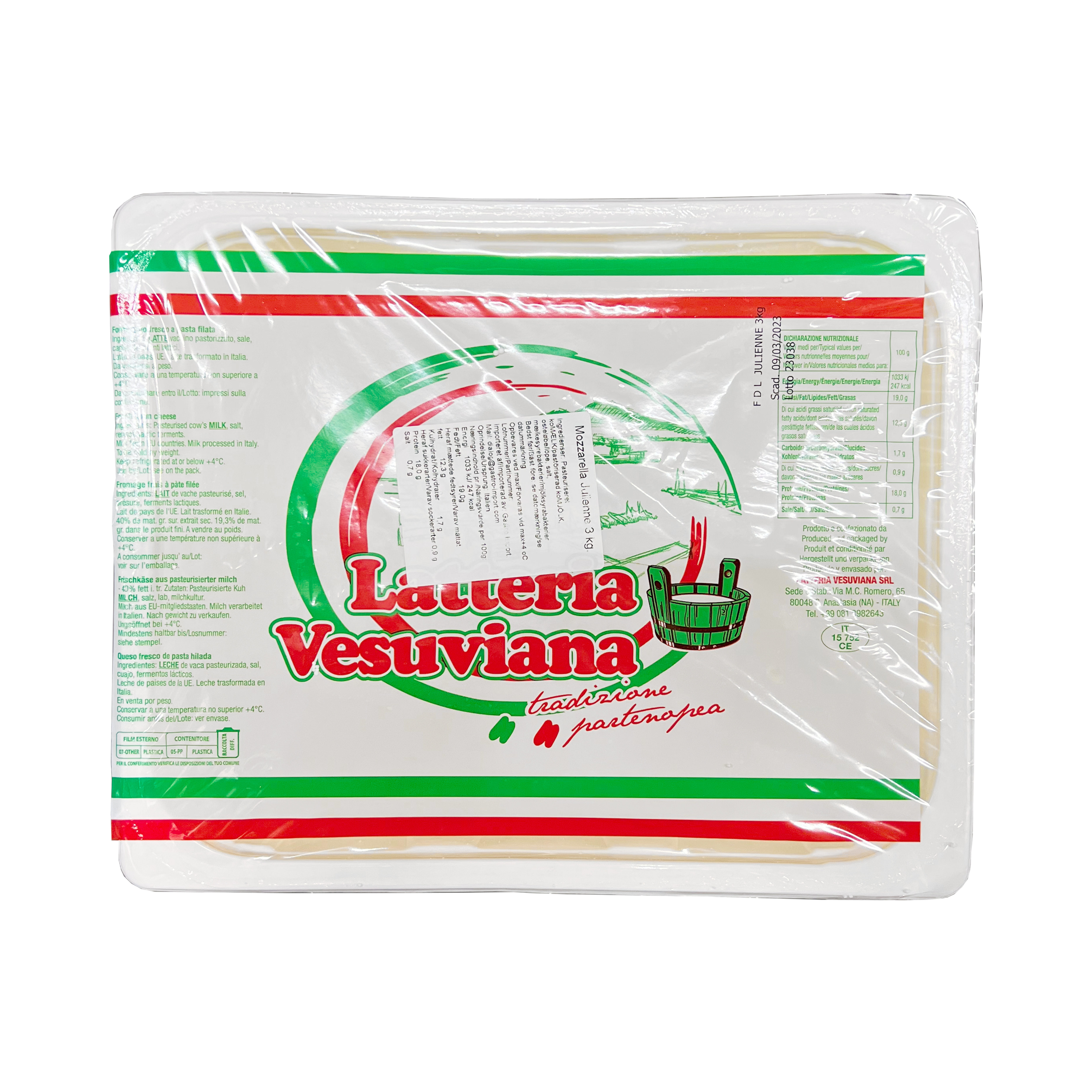 Mozzarella julienne 3 kg Mozzarella julienne 3 kg