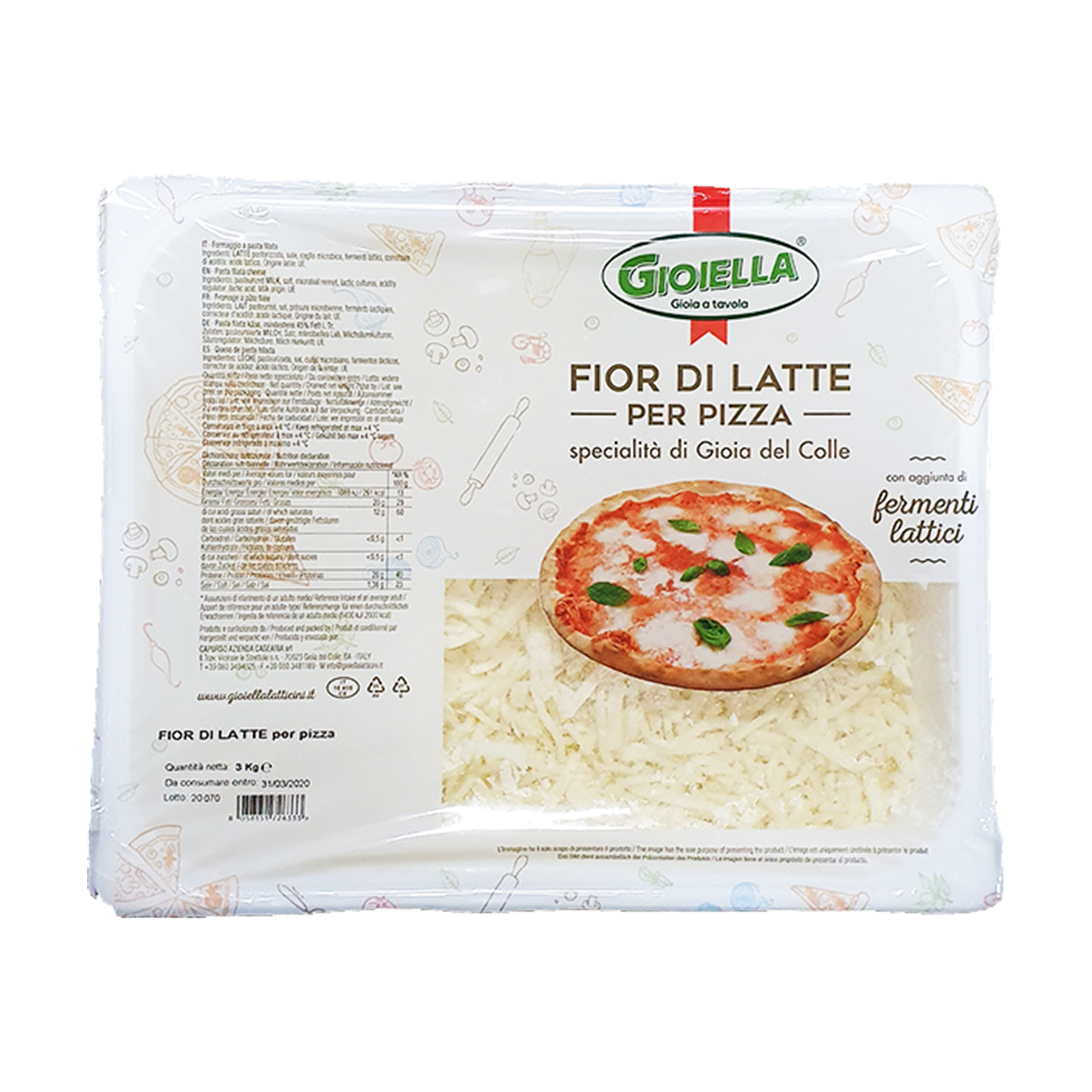 Mozzarella per pizza julienne 3 kg Mozzarella per pizza julienne 3 kg