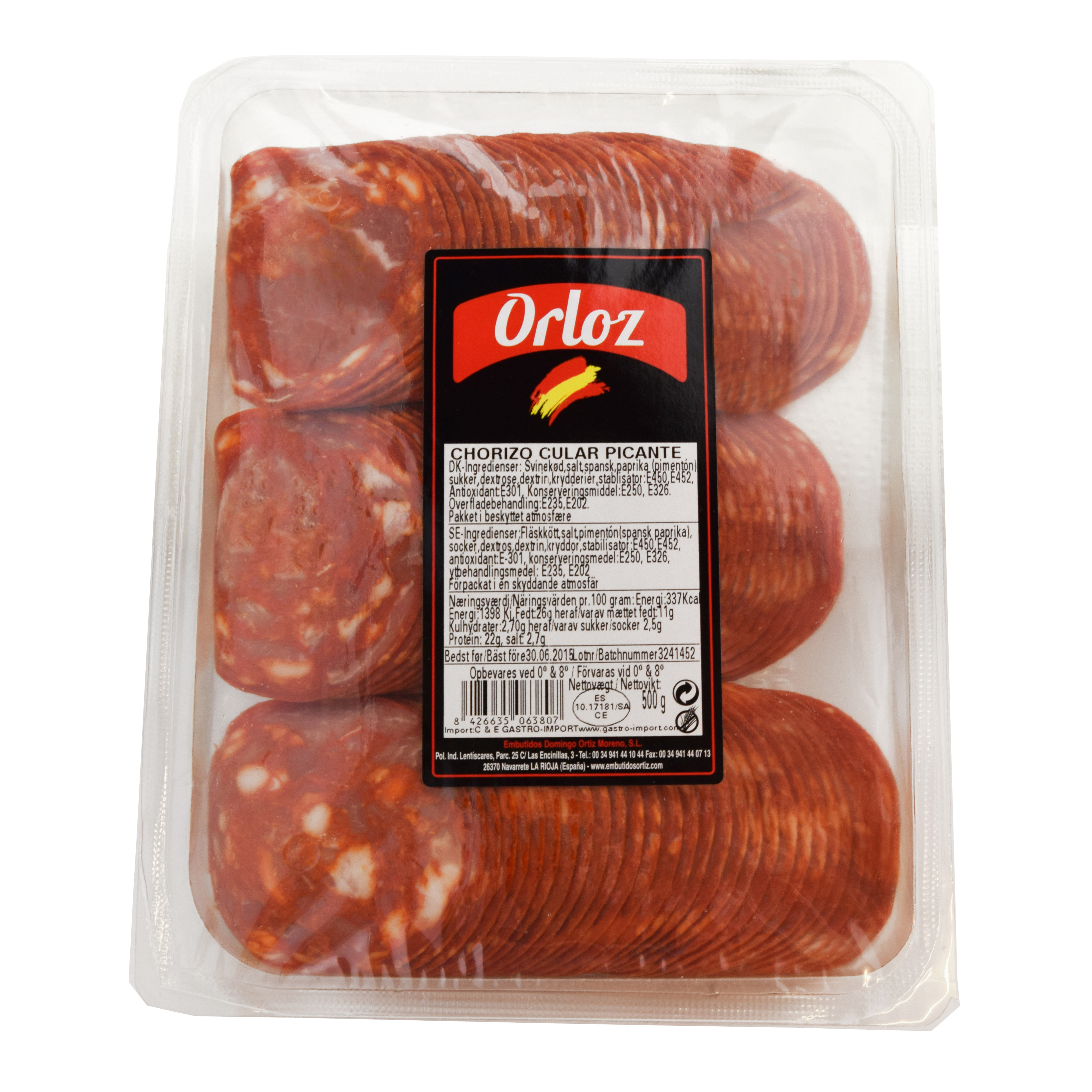 Chorizo Cular, slice 500 gr