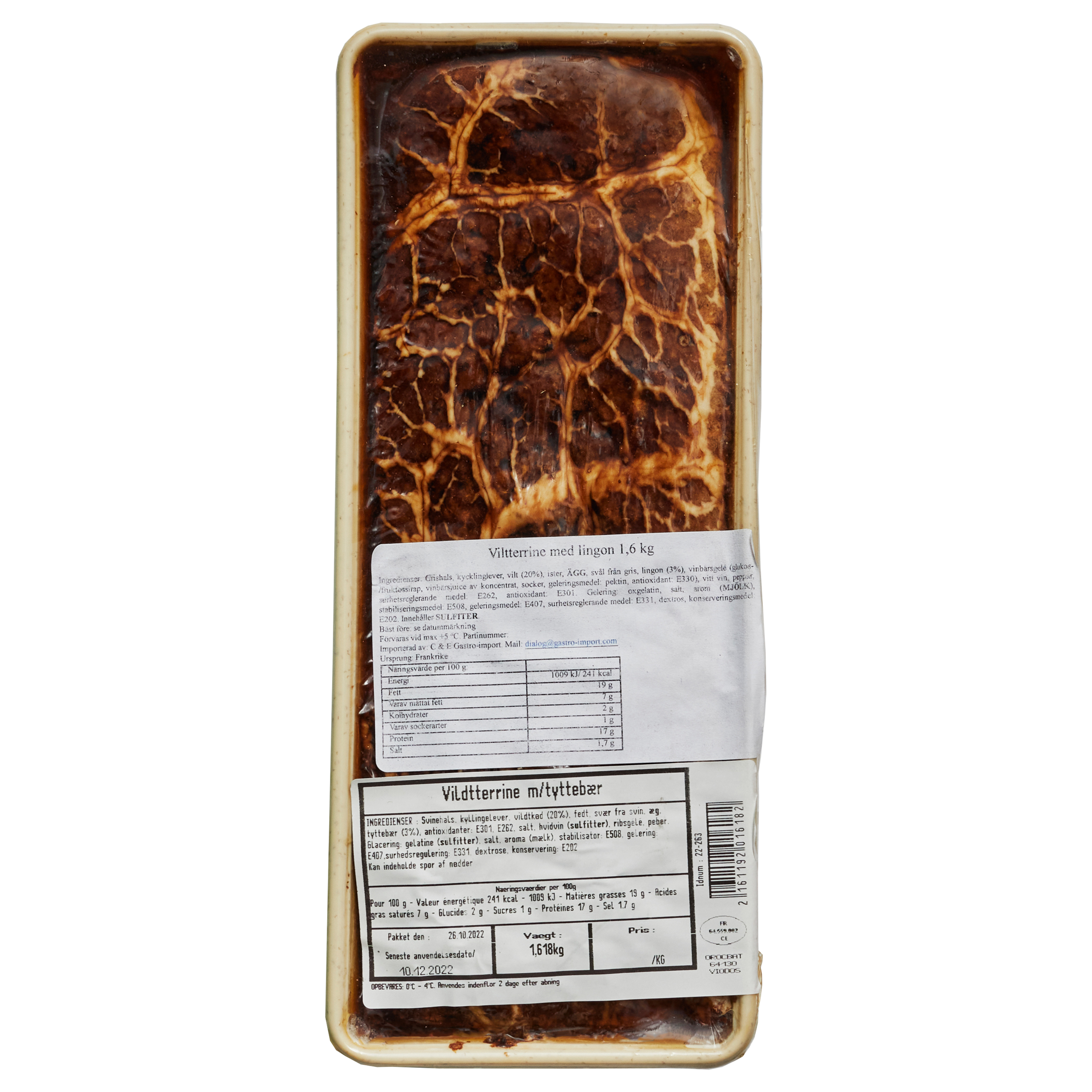 Terrine med vilt og tyttebær 1,6 kg