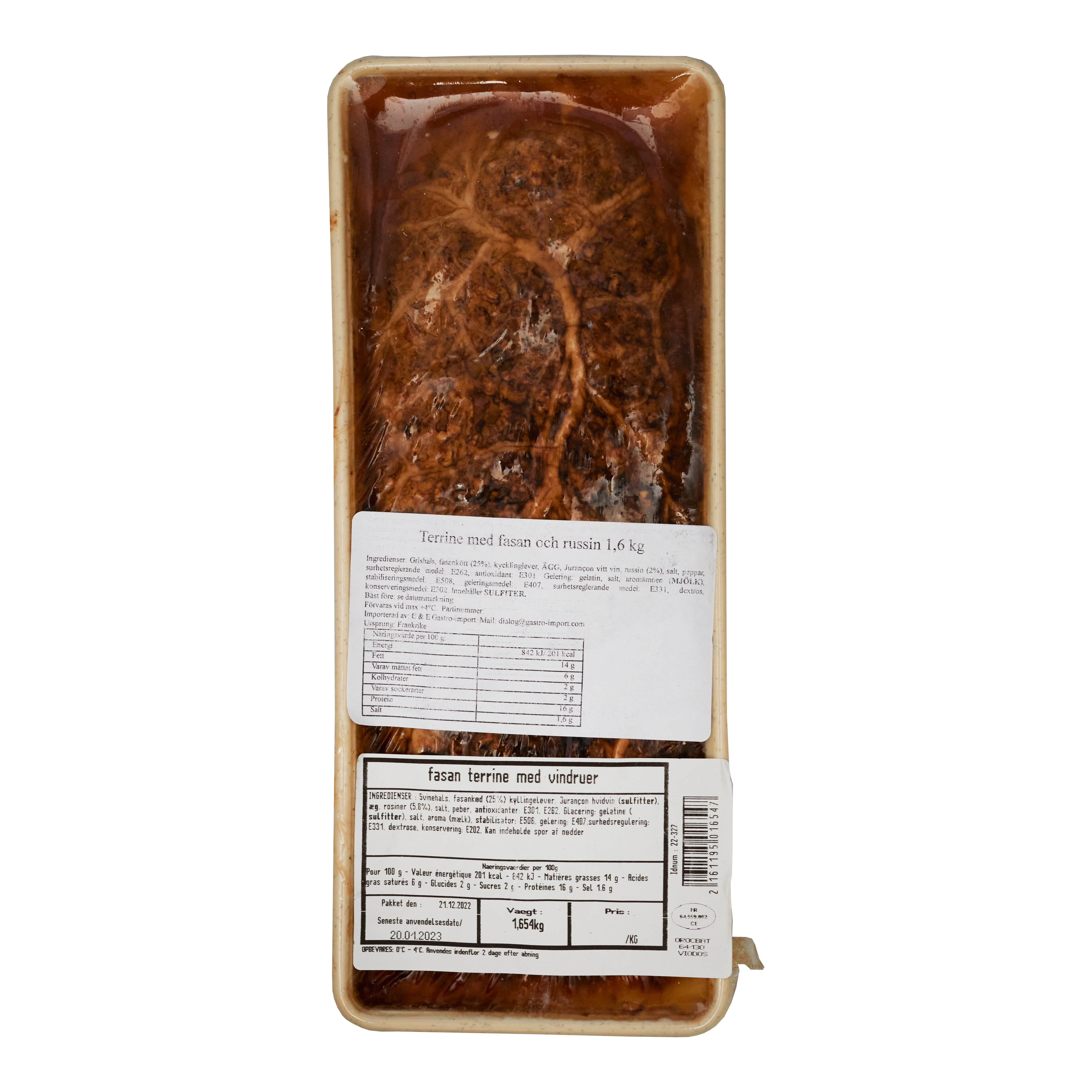 Terrine de faisan - fasanterrine m/rosiner 1,8 kg
