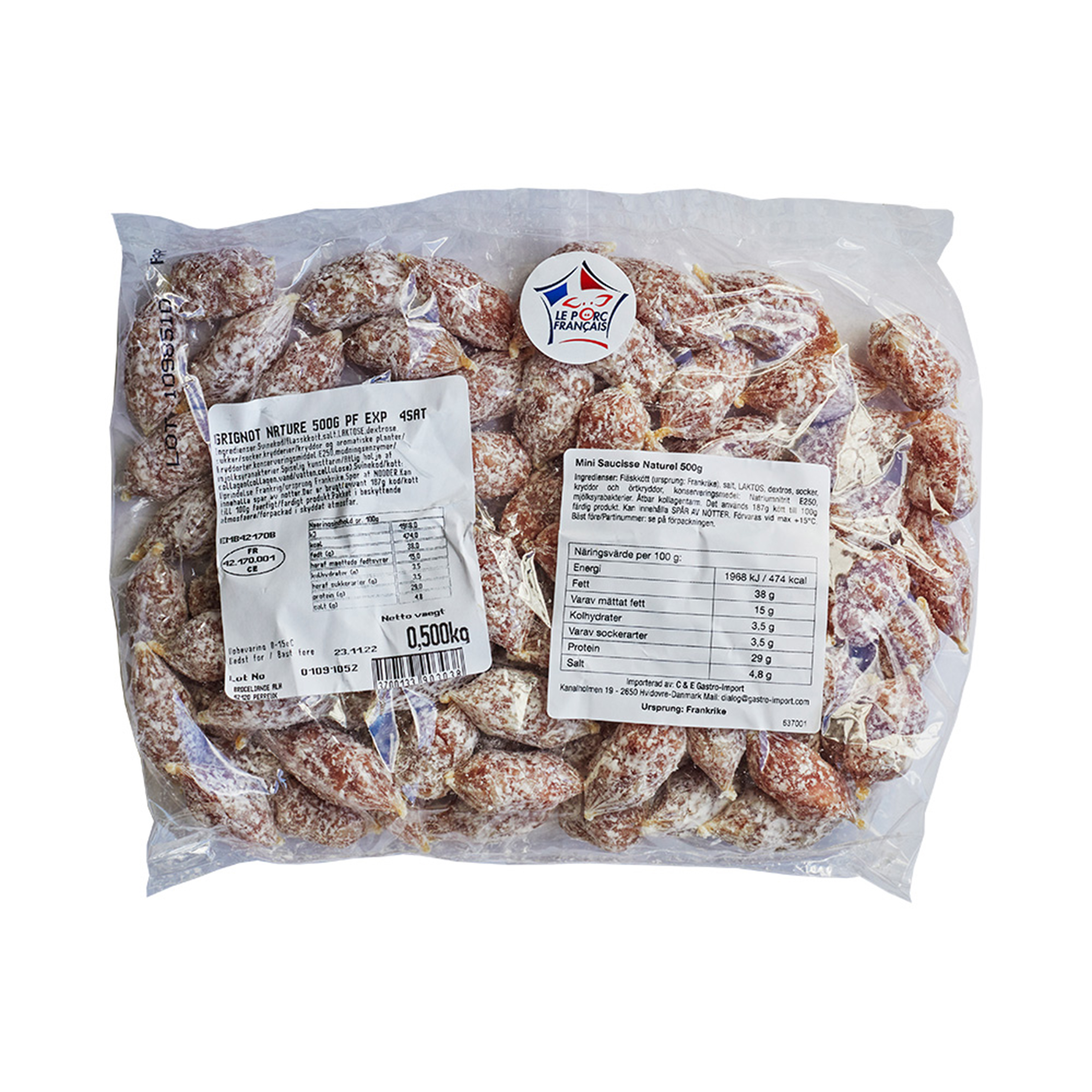 Mini saucisse naturel 500 gr