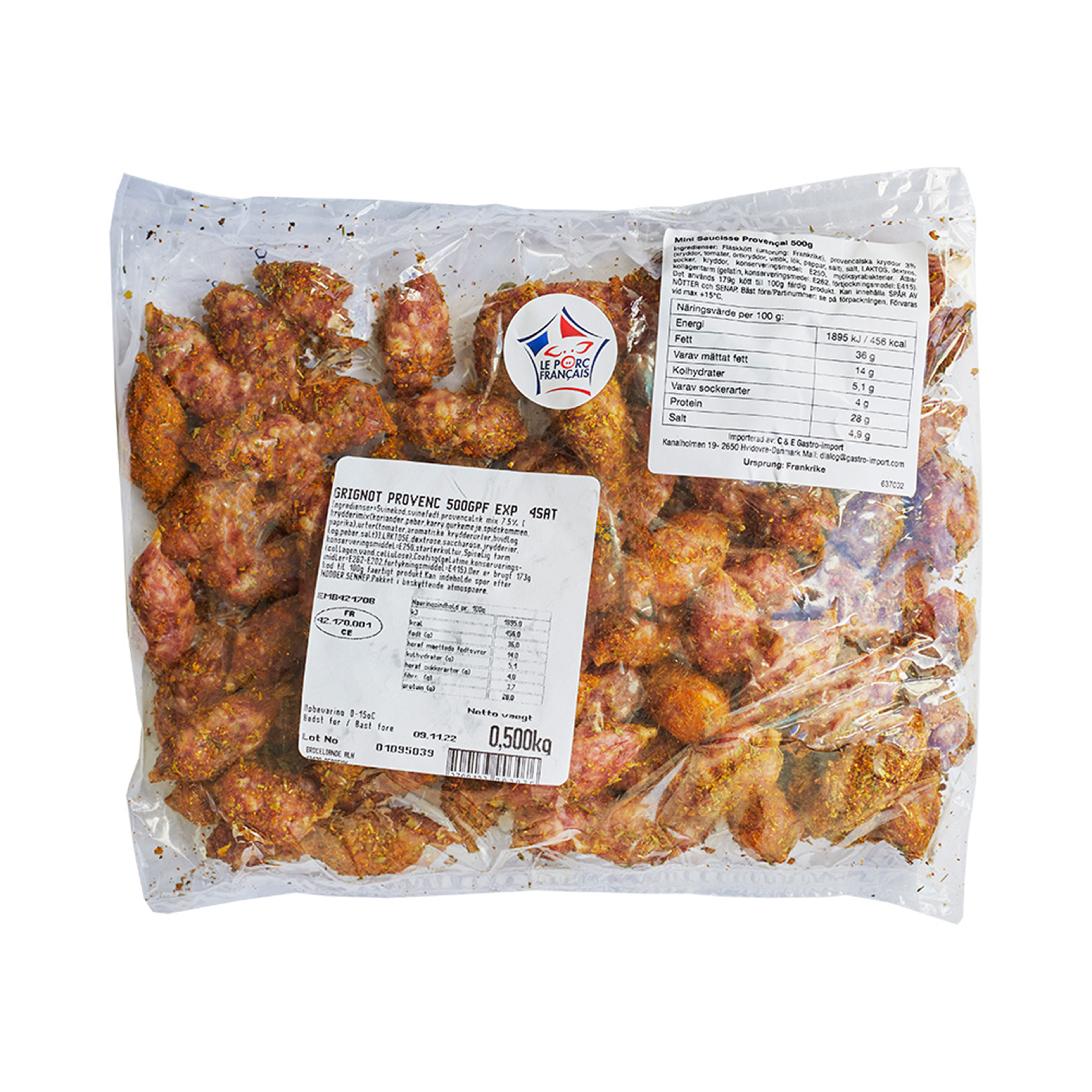 Mini saucisse Provencal 500 gr Mini saucisse Provencal 500 gr