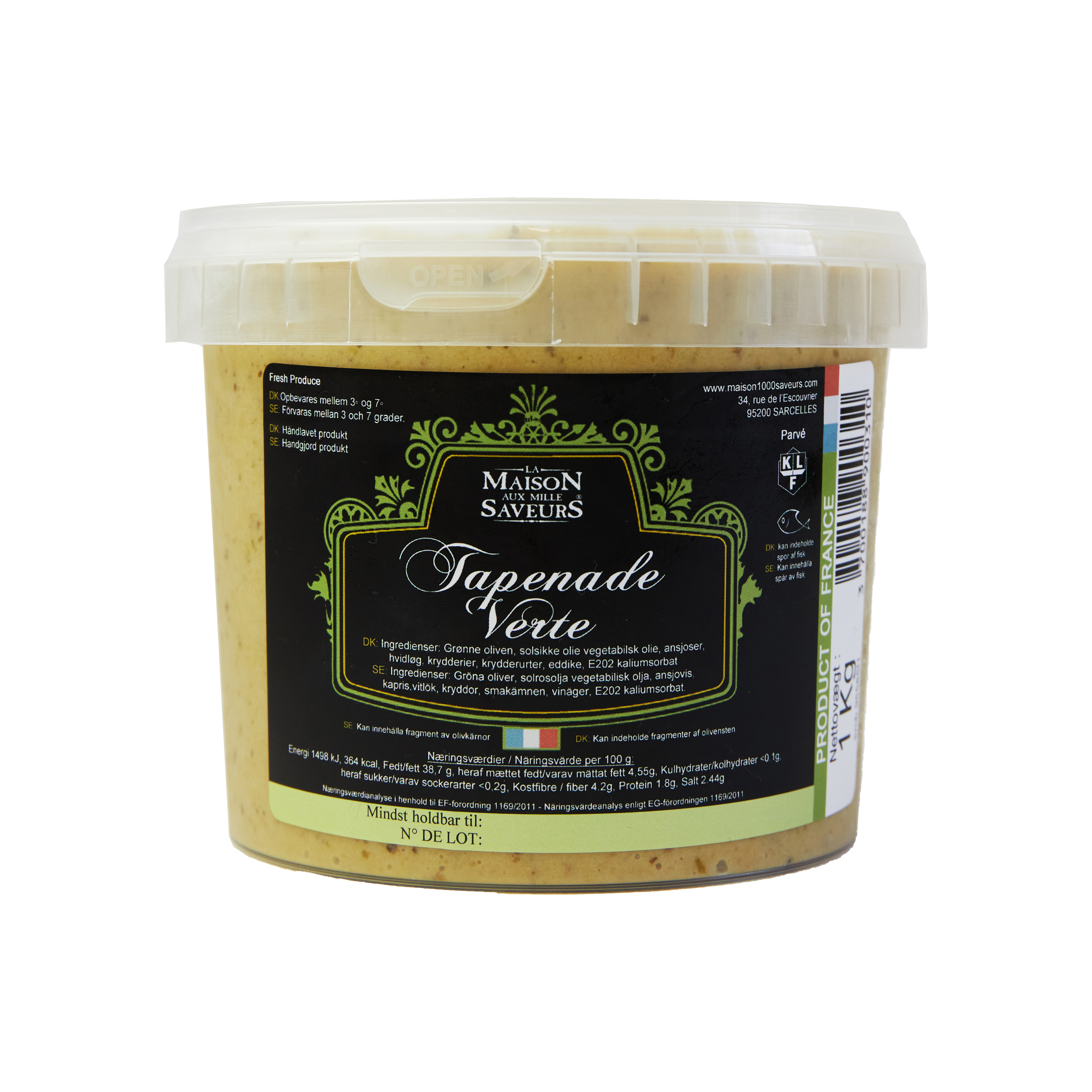 Tapenade, grønne oliven 1,1 kg