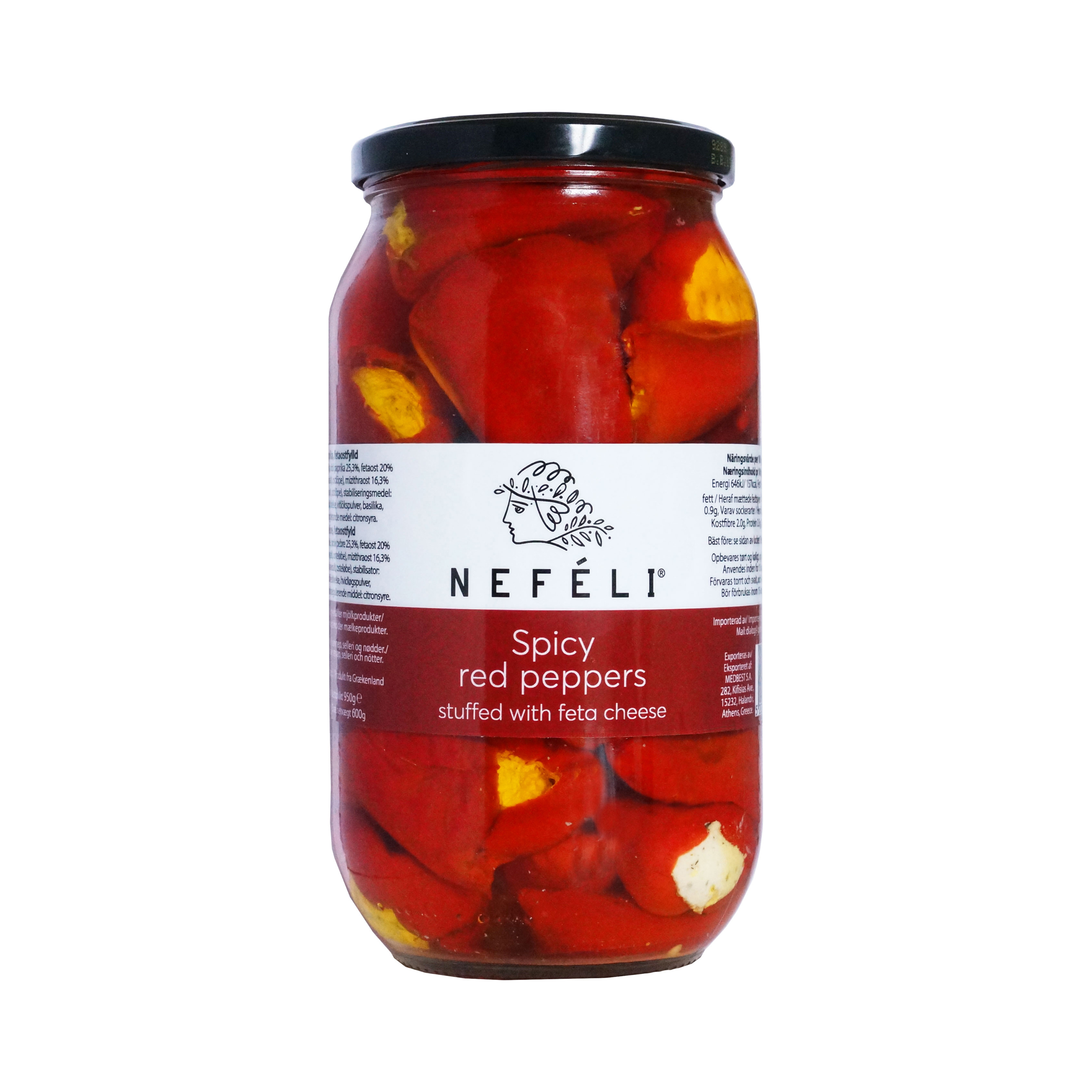 Røde peber fyldt m/ feta 950 g