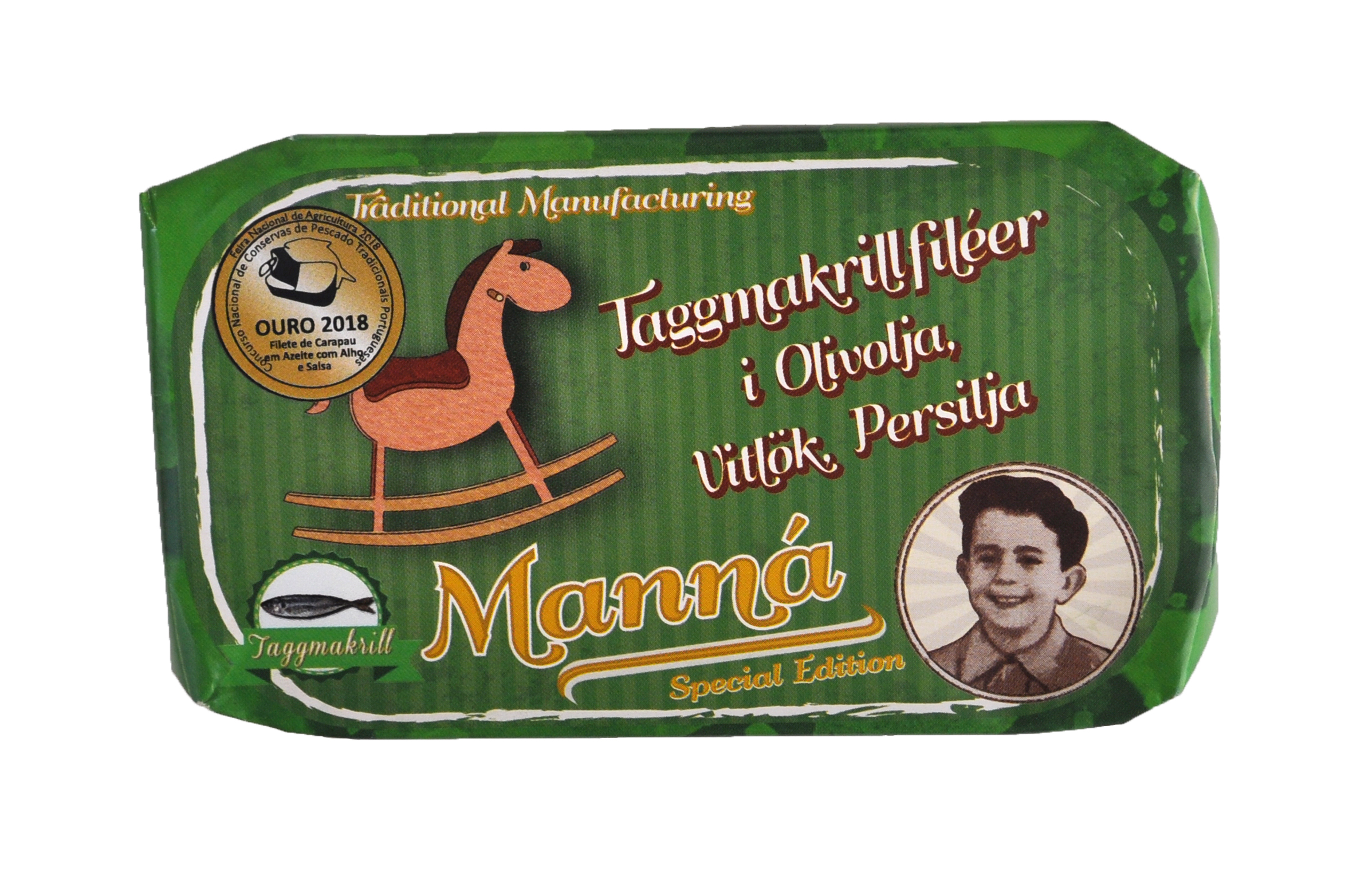 Hestemakrell i hvitløk, persille & olivenolje 120g
